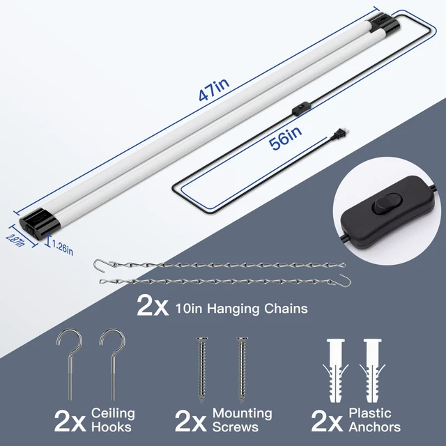 Alt view image 7 of 7 - 10 Pack 4FT LED Shop Light, 6500K, 40W=250W, 4400LM, 4 Linkable 48Inch Integrated Utility Fixture, Surface&Hanging Mount, Super Bright Shop Lights for Workshop Garage Basement, Black
