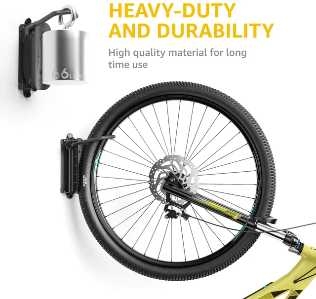 Alt view image 3 of 7 - Swivel Bike Wall Mount, Vertical Bike Rack for Garage, 4 Pack, Grey Space-saving bike hanger with 150° swivel holds 66 lb each; fits tires up to 3.54 in wide; with a rim-safe hook and tire stop
