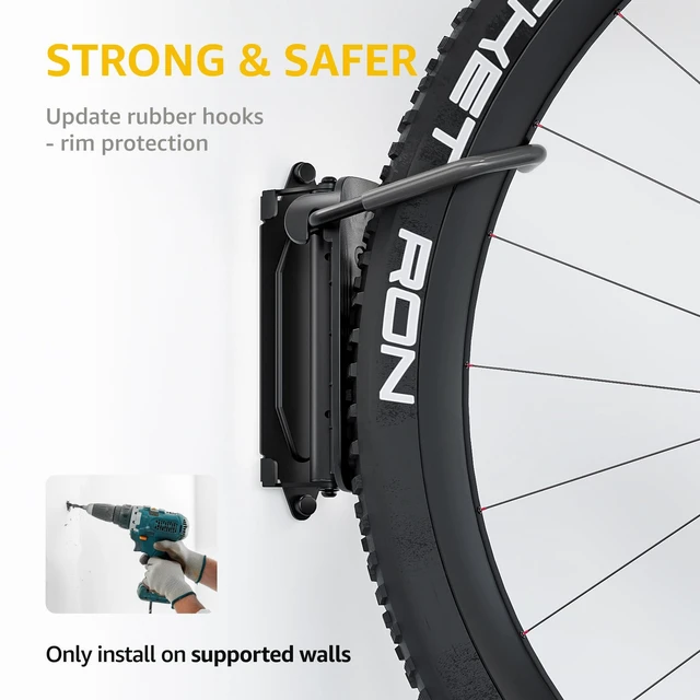 Alt view image 5 of 7 - Swivel Bike Wall Mount, Vertical Bike Rack for Garage, 4 Pack, Grey Space-saving bike hanger with 150° swivel holds 66 lb each; fits tires up to 3.54 in wide; with a rim-safe hook and tire stop