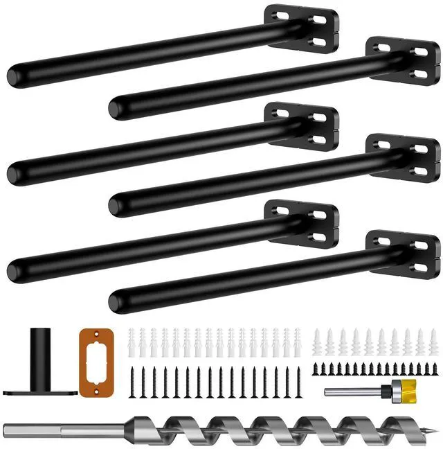 Main image of 6pcs Wall Shelf Brackets Heavy Duty Floating Shelf Bracket Hidden,Invisible Black Shelving Brackets Decorative Floating Shelf Hardware Heavy Duty,Metal Shelf Support Bracket(10"-6pcs)