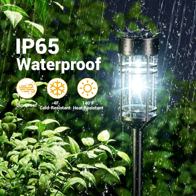 Alt view image 5 of 6 - Amzarp 8 Pack Solar Garden Lights, Outdoor Bright LED Solar Pathway Lights IP65 Waterproof Rugged Shatterproof Auto On/Off for Landscape Garden Yard Walkway Driveway Lawn Lighting6500K Cool White