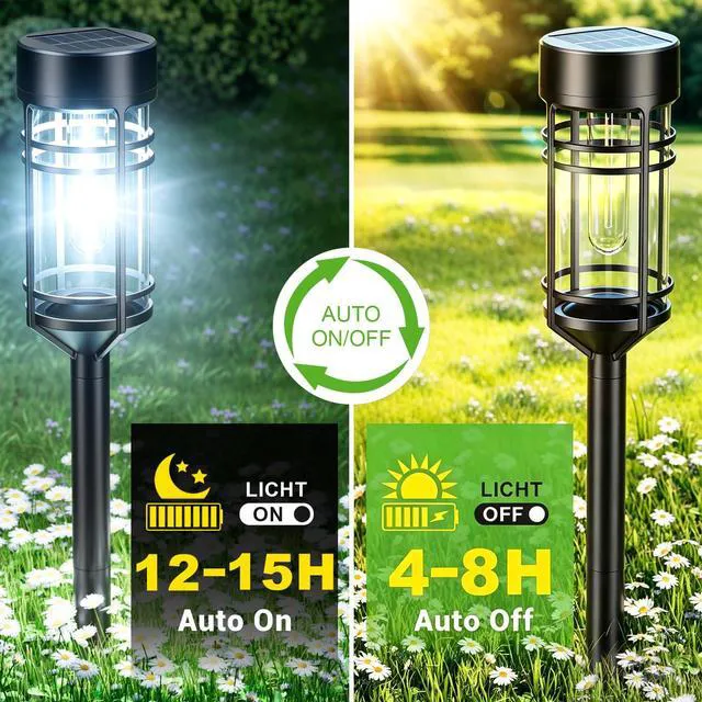Alt view image 4 of 6 - Amzarp 8 Pack Solar Garden Lights, Outdoor Bright LED Solar Pathway Lights IP65 Waterproof Rugged Shatterproof Auto On/Off for Landscape Garden Yard Walkway Driveway Lawn Lighting6500K Cool White