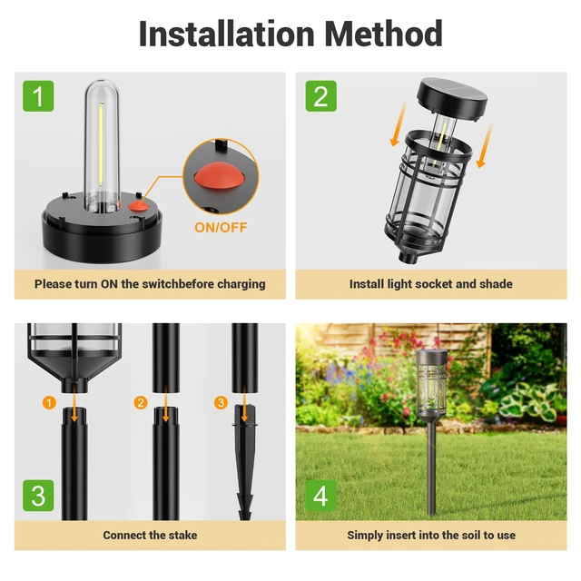 Alt view image 6 of 6 - Amzarp 8 Pack Solar Garden Lights, Outdoor Bright LED Solar Pathway Lights IP65 Waterproof Rugged Shatterproof Auto On/Off for Landscape Garden Yard Walkway Driveway Lawn Lighting6500K Cool White