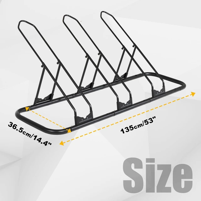 Alt view image 5 of 6 - Bicycle Floor Parking Rack Stand - for Mountain MTB Road Bike - Indoor Home Garage Storage - Adjustable for 3 Fat Bikes