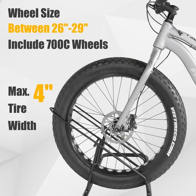 Alt view image 3 of 6 - Bicycle Floor Parking Rack Stand - for Mountain MTB Road Bike - Indoor Home Garage Storage - Adjustable for 2 Fat Bikes