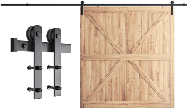 Main image of 12ft Sliding Barn Door Hardware kit, Fit 72" Wide Door Panel Barn Door Track, Sliding Door Hardware kit, Smoothly and Quietly -Heavy Duty Sturdy -Easy to Install, I Shape Hanger