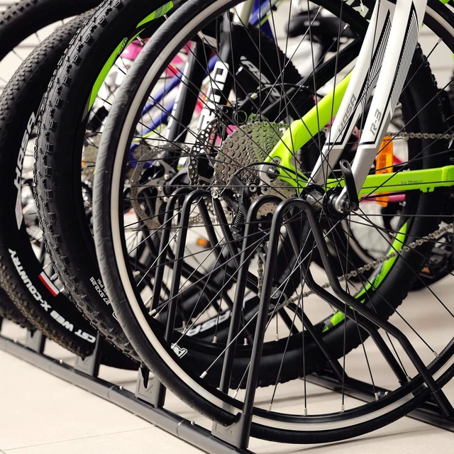 Alt view image 7 of 7 - Bicycle Floor Parking Rack Stand - for Mountain MTB Road Bike - Indoor Home Garage Storage - Classic 6 Bikes