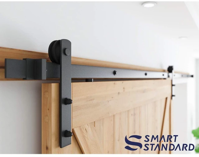 Alt view image 6 of 7 - 12ft Sliding Barn Door Hardware kit, Fit 72" Wide Door Panel Barn Door Track, Sliding Door Hardware kit, Smoothly and Quietly -Heavy Duty Sturdy -Easy to Install, I Shape Hanger