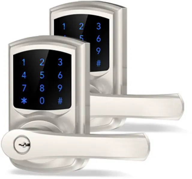 Main image of Keyless Entry Keypad Door Lock with Handle Electronic Lock Deadbolts 2 Pack 20 User Codes & 2keys Passage Vacation Mode Privacy Protection 5S Auto-Lock, Simple 15-min Install Fits Most Standard Doors