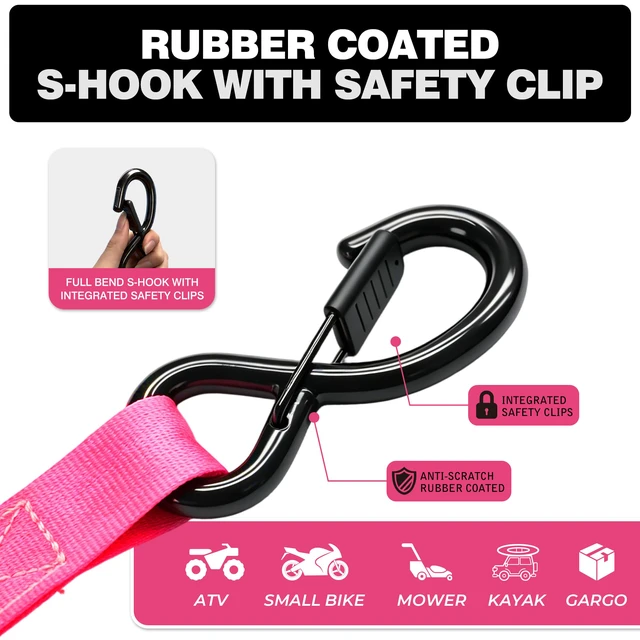 Alt view image 4 of 7 - Retractable Ratchet Straps 1" x 13 Ft, Bolt-On, 1,800 Lbs, 4 Pack Heavy Duty Tie Downs, Auto Retract, Secure Cargo, For Trucks, Trailers, Motorcycles, ATVs and UTVs