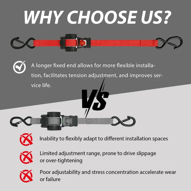 Alt view image 3 of 7 - Retractable Ratchet Straps 1" x 13 Ft, Bolt-On, 1,800 Lbs, 4 Pack Heavy Duty Tie Downs, Auto Retract, Secure Cargo, For Trucks, Trailers, Motorcycles, ATVs and UTVs