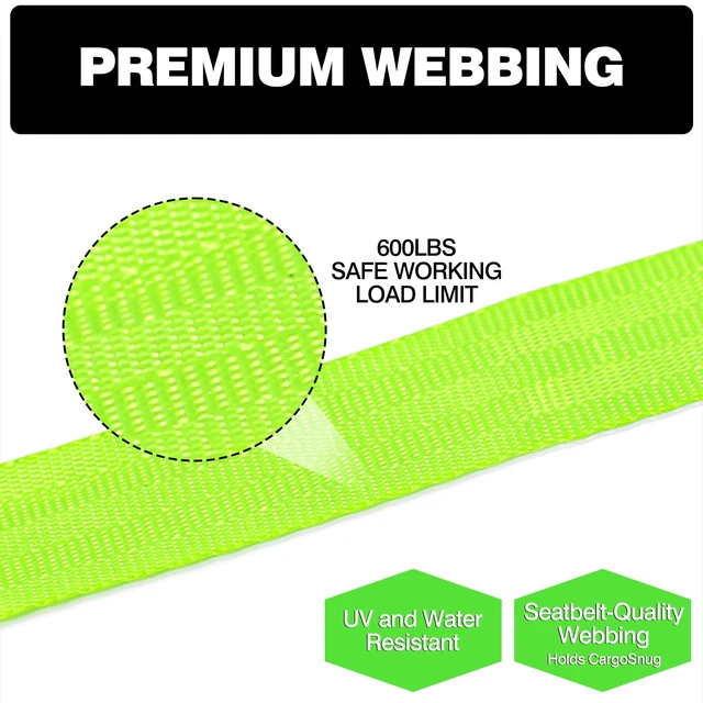 Alt view image 3 of 7 - Retractable Ratchet Straps 1" x 13 Ft, Bolt-On, 1,800 Lbs, Green, 4 Pack Heavy Duty Tie Downs, Auto Self Retracting Design, Secure Cargo, For Trucks, Trailers, Motorcycles, ATVs and UTVs
