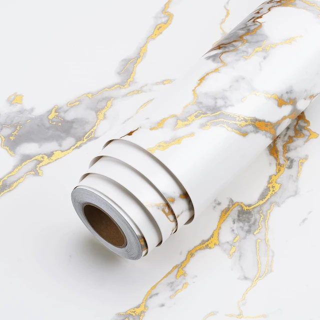 Main image of Marble Contact Paper 160 x 36 Inch Wide White and Gold Marble Countertop Peel and Stick Waterproof Contact Paper Marble Wallpaper Peel and Stick for Wall Countertops Desk Removable Vinyl Roll