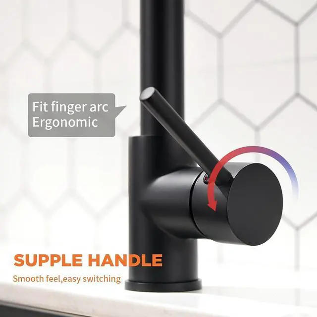 Alt view image 7 of 7 - Kitchen Faucet with Pull Down LED Light Sprayer Black Stainless Steel NSF Certified,1 Handle Faucet,Farmhouse Camper Laundry Utility Rv Wet Bar Sinks,Deck Plate 1,3 Hole