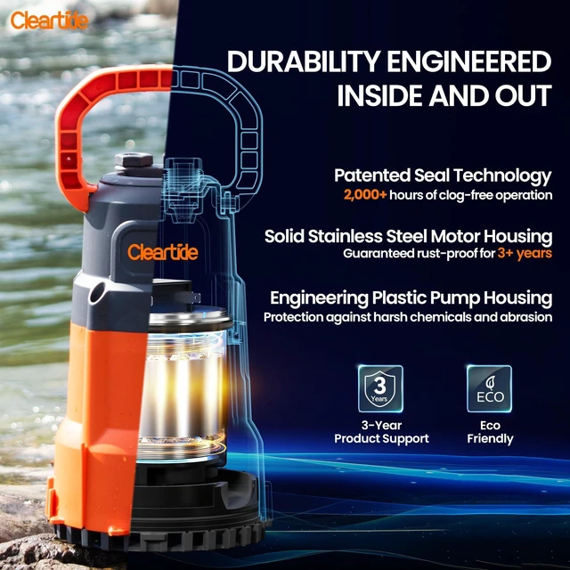 Alt view image 4 of 7 - Submersible 1/2HP Utility Water Pump with 25 Drain Hose, 3060 GPH Sump Pump, Portable Plug and Work for Pond, Garden Watering, Pool or Hot Tub Water Transfer