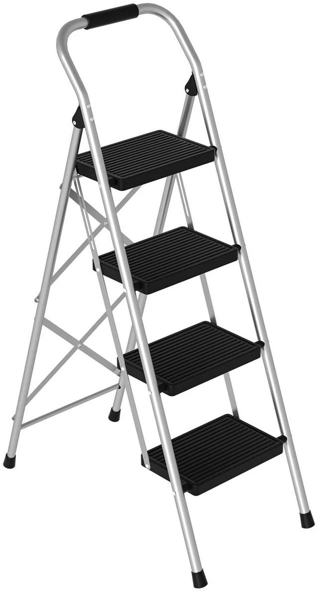 Main image of Step Stool for Adults,4 Step Ladder Folding 330lbs Anti Slip Step Ladder,Foldable Ergonomic Step Stool with Wide Pedal for Home, Kitchen, Office (Sliver)