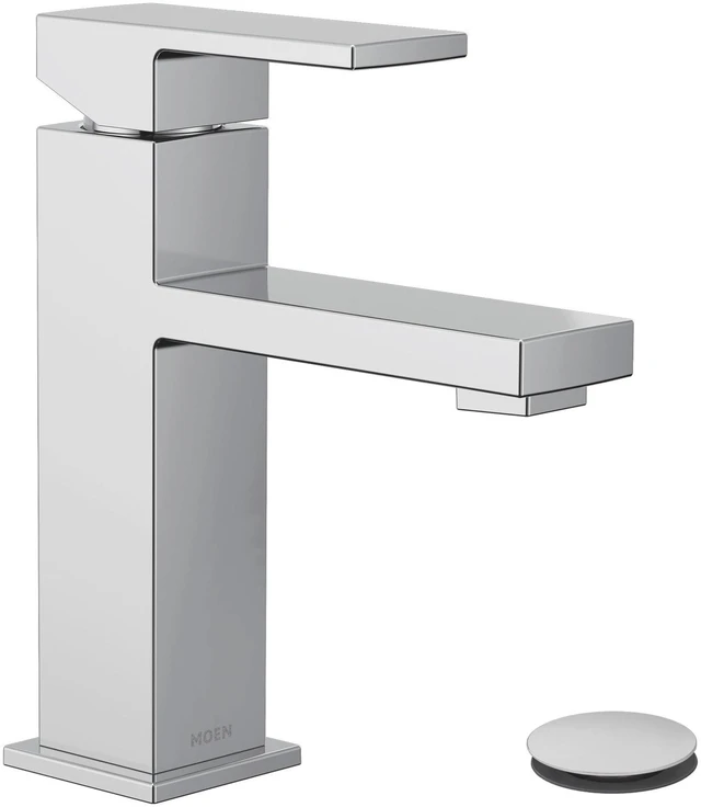 Main image of Revyl Chrome One-Handle Single Hole Modern Bathroom Sink Faucet with Optional Deckplate and Spring Loaded Drain Assembly, 84771