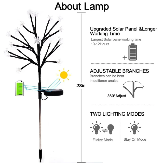 Alt view image 3 of 7 - 8 Pack Solar Lights Outdoor Waterproof, Garden Lights Solar Flowers 2 Modes 160LED, Fairy Garden Decor for Outside, Yard, Patio, Pathway, Lawn Decorations, Gardening Gifts for Women Mom