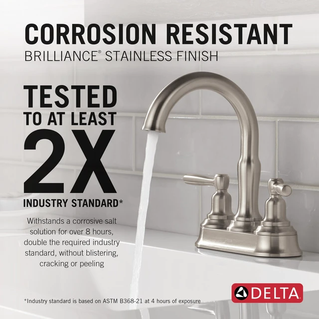 Alt view image 2 of 7 - Roe Centerset Brushed Nickel Bathroom Faucet, 4 Inch 3 Hole Bathroom Sink Faucet for Vanity, Push-Pop Drain Assembly, Stainless 25985LF-SS