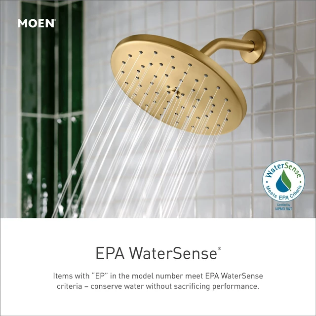 Alt view image 2 of 7 - Brushed Gold Eco-Performance 8-Inch Fixed Rainshower Showerhead, 1.75 GPM, 6345EPBG