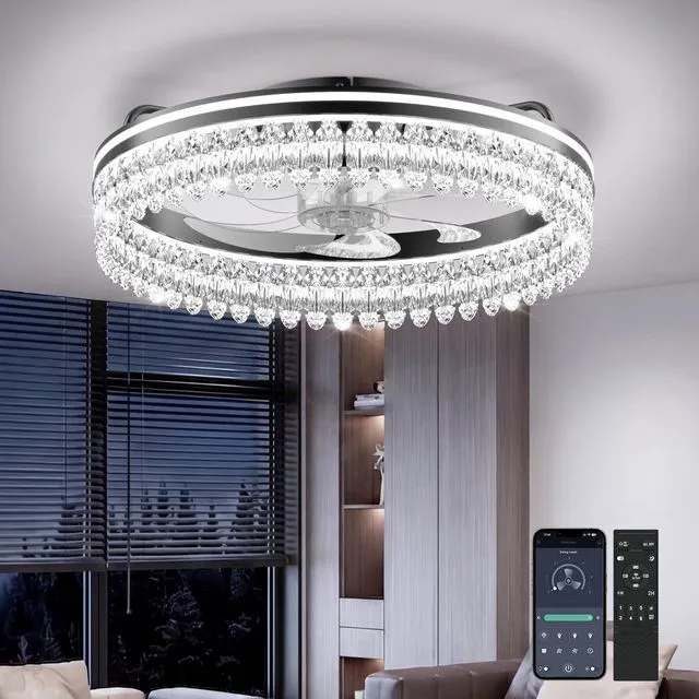 Main image of Ceiling Fan with Lights and Remote, 20in Modern Ceiling Fans 3000K-6500K Smart Ceiling Fans with Lights, Low Profile Flush Mount Ceiling Fan with Light, Quiet Ceiling Fan for Bedroom