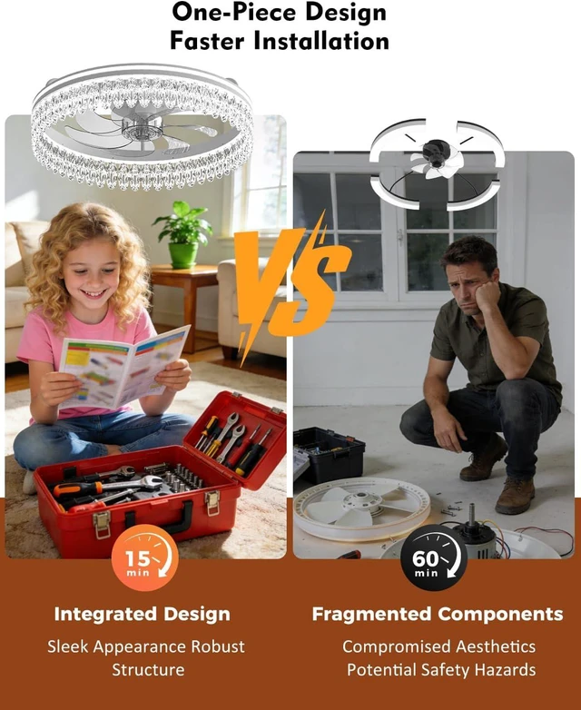 Alt view image 5 of 7 - Ceiling Fan with Lights and Remote, 20in Modern Ceiling Fans 3000K-6500K Smart Ceiling Fans with Lights, Low Profile Flush Mount Ceiling Fan with Light, Quiet Ceiling Fan for Bedroom
