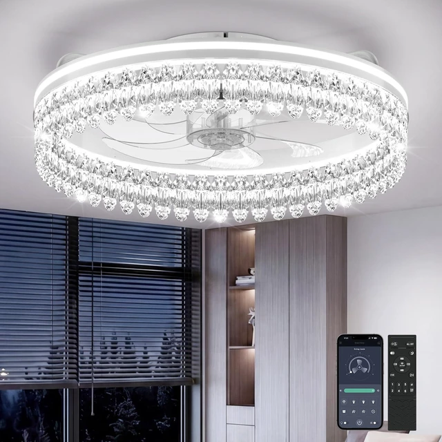 Main image of Ceiling Fan with Lights and Remote, 20in Modern Ceiling Fans 3000K-6500K Smart Ceiling Fans with Lights, Low Profile Flush Mount Ceiling Fan with Light, Quiet Ceiling Fan for Bedroom