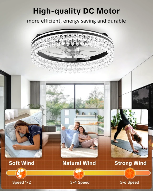 Alt view image 3 of 7 - Ceiling Fan with Lights and Remote, 20in Modern Ceiling Fans 3000K-6500K Smart Ceiling Fans with Lights, Low Profile Flush Mount Ceiling Fan with Light, Quiet Ceiling Fan for Bedroom