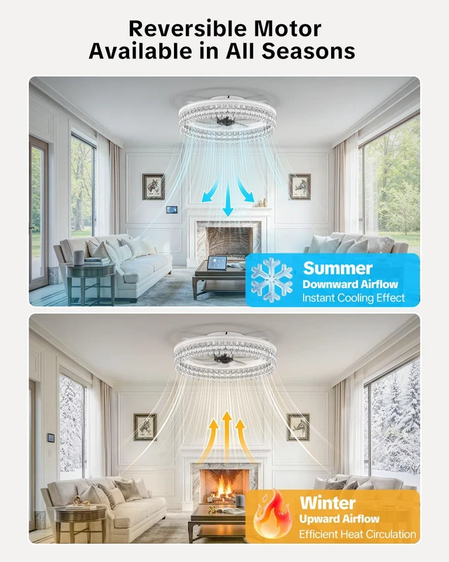 Alt view image 4 of 7 - Ceiling Fan with Lights and Remote, 20in Modern Ceiling Fans 3000K-6500K Smart Ceiling Fans with Lights, Low Profile Flush Mount Ceiling Fan with Light, Quiet Ceiling Fan for Bedroom
