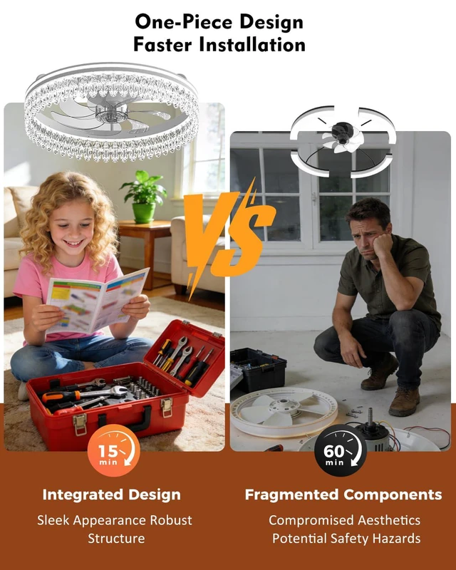 Alt view image 5 of 7 - Ceiling Fan with Lights and Remote, 20in Modern Ceiling Fans 3000K-6500K Smart Ceiling Fans with Lights, Low Profile Flush Mount Ceiling Fan with Light, Quiet Ceiling Fan for Bedroom
