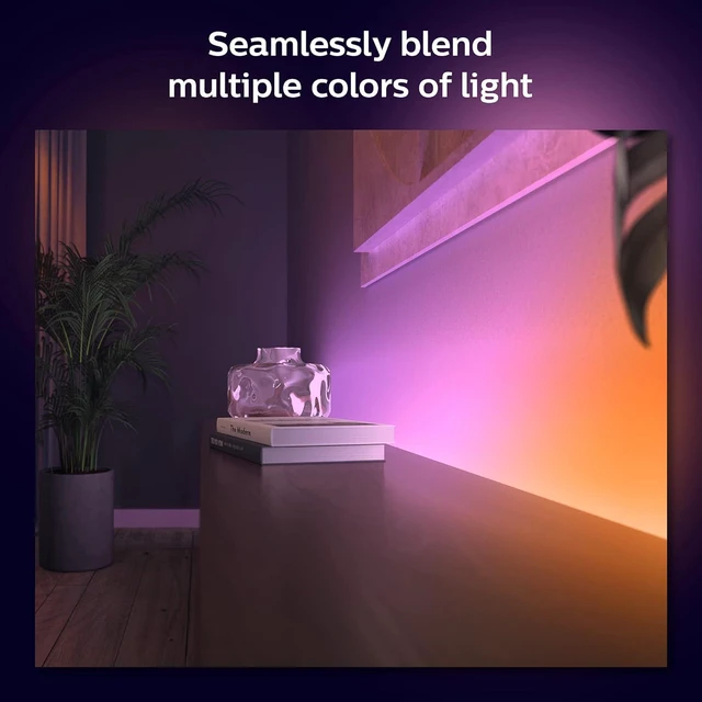 Alt view image 3 of 6 - Indoor 6-Foot Smart LED Light Strip Base Kit with Plug - Flowing Multicolor Effect - 1 Pack - Control with Hue App - Compatible with Alexa, Google Assistant and Apple HomeKit