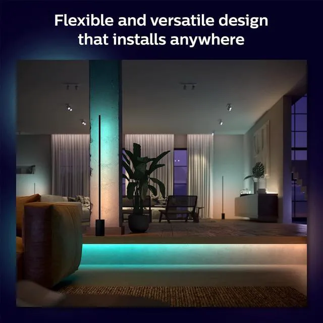 Alt view image 4 of 6 - Indoor 6-Foot Smart LED Light Strip Base Kit with Plug - Flowing Multicolor Effect - 1 Pack - Control with Hue App - Compatible with Alexa, Google Assistant and Apple HomeKit