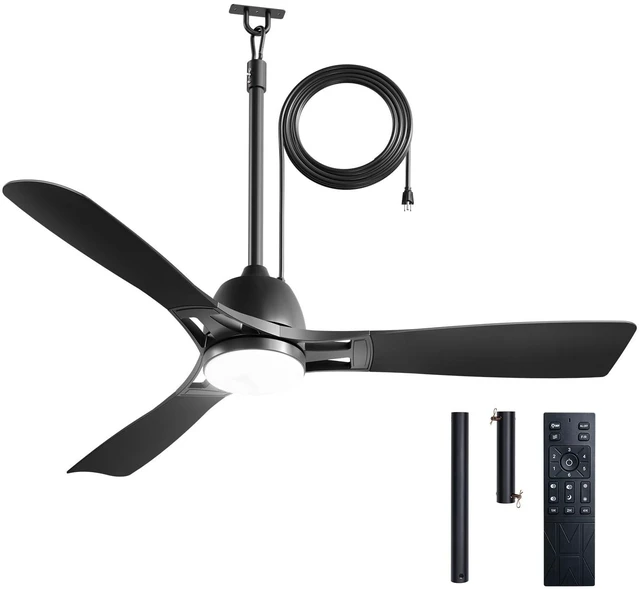Main image of 52" Outdoor Ceiling Fans with Lights, IP65 Waterproof Gazebo Fan Waterproof, Remote Control, 3000-6000K, 6 Speeds, Hook Hanging Plug in, for Patio Porch Pergola Garage Canopy