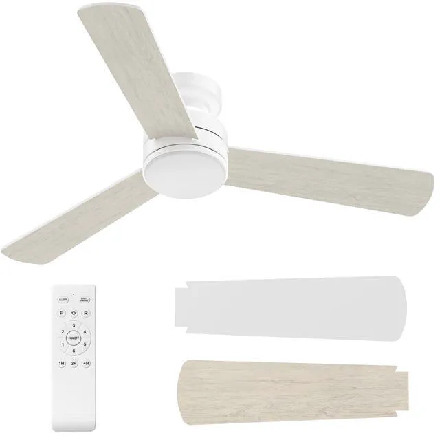 Main image of Ceiling Fans with Lights, 42" Modern Low Profile Ceiling Fan with Light and Remote Control, 3CCT, 6 Speeds Reversible DC Motor, Noiseless, White LED Ceiling Fan for Bedroom, Living, Indoor/Outdoor Use