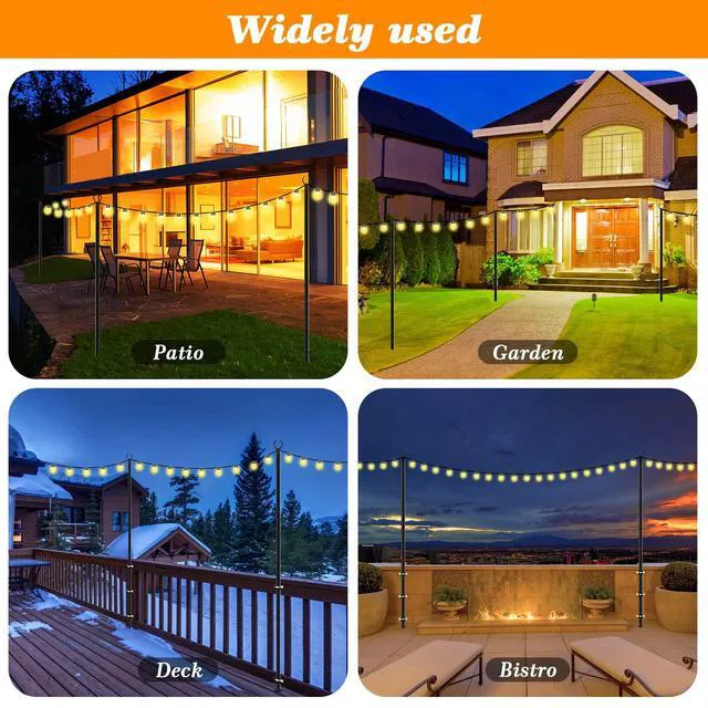 Alt view image 3 of 7 - 6 Pack String Light Poles,10 Ft Light Poles for Outside String Lights,Outdoor Lights Pole with Fork,Metal Poles Stand for Patio Deck Backyard