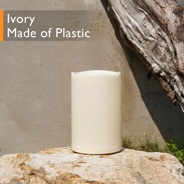 Alt view image 7 of 7 - 6" x 9" Extra Large Outdoor Waterproof Candle with Auto 6H Timer LED Flickering Pillar Candle Battery Operated for Lanterns, Ivory Plastic Made, No Remote, Long Last for Half A Year, 2 Pack