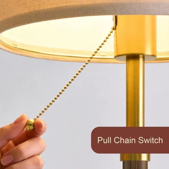 Alt view image 3 of 7 - Wood Table Lamps 22" Mid Century Modern Lamps for Bedroom Living Room Lamps Pull Chain Lamps Set of 2, Walnut Mcm Bedside Lamps for Night Stands, Vintage Small Side Table Lamps Buffet Nursery Decor
