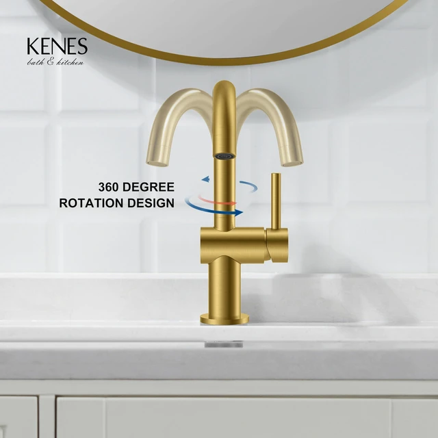 Alt view image 7 of 7 - Brushed Gold Single Handle Bathroom Faucet, Single Hole Vanity Faucet Bathroom Sink Faucet with Pop Up Drain & 6 Inch Deck Plate, Lead-Free cUPC & NSF Certified, 1 Handle Faucet for Vanity RV Bar