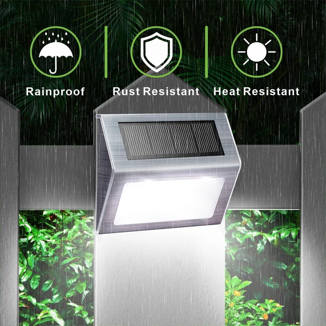 Alt view image 3 of 7 - White Solar Lights for Deck Step Fence Post, SST Housing, 12 Pack white non-glare LED lamp, sturdy stainless steel casing, for deck, step, fence, pathway, Rainproof, Automatic ON/OFF