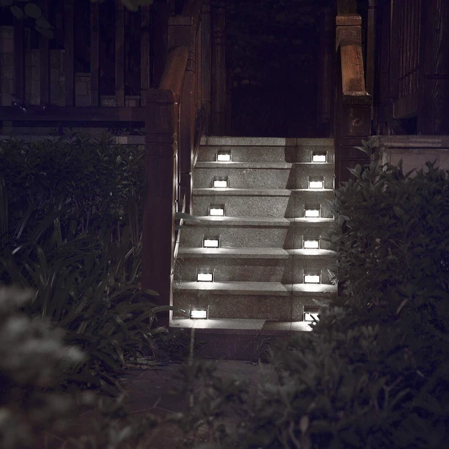 Alt view image 6 of 7 - White Solar Lights for Deck Step Fence Post, SST Housing, 12 Pack white non-glare LED lamp, sturdy stainless steel casing, for deck, step, fence, pathway, Rainproof, Automatic ON/OFF