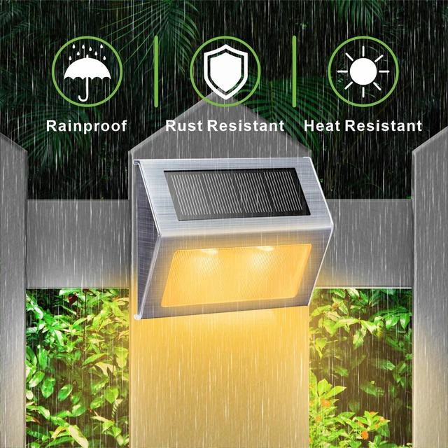 Alt view image 6 of 7 - Warm White Solar Lights for Deck Step Fence Post, SST Housing, 12 Pack Soft warm non-glare LED, sturdy stainless steel casing, outdoor use, Rainproof, Automatic ON/OFF, not excessively bright