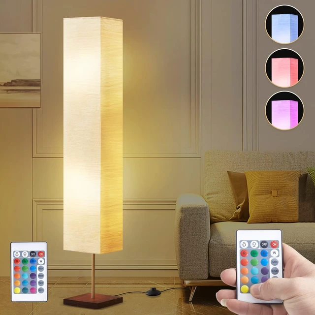 Main image of RGBW Color Temperature Adjustable Floor Lamp, Standing Lamp for Living Room Corner Cozy Lamp for Bedroom Column Tall Lamp with Wood Base(Bulbs Included)