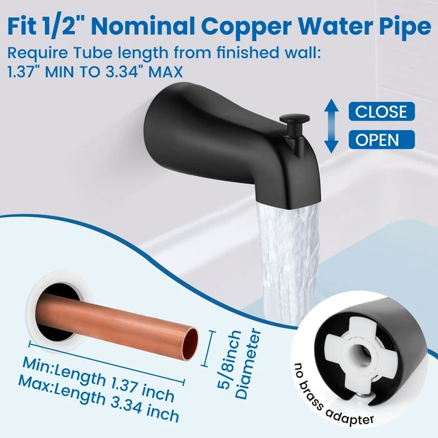 Alt view image 7 of 7 - 8 Inch Shower Faucet Set,Bathtub Faucet Kit,Matte Black Shower Tub Faucet Set,Male Threads Rough-In Valve,Square Head Shower System