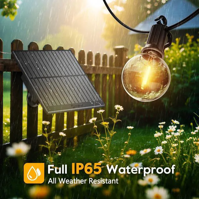 Alt view image 4 of 6 - 158FT Solar String Lights Outdoor Waterproof Solar Powered Patio Lights with Cable Ties and Hooks, 75 LED Shatterproof Bulbs, Commercial Hanging Light for Outside Backyard Garden Decor