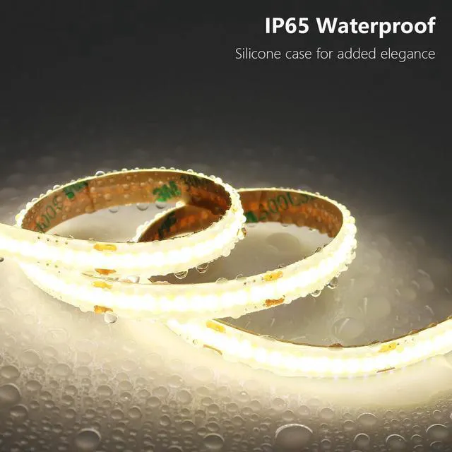 Alt view image 2 of 7 - 24V Outdoor COB LED Strip Lights Waterproof 65.6ft with Power Supply 4000K Natural White LED Tape Light Cuttable Adhesive CRI 93 160W for Bedroom Garden Living Room Ceiling, 2 Rolls of 32.8ft