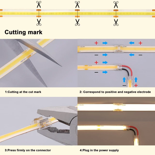 Alt view image 7 of 7 - 24V Outdoor COB LED Strip Lights Waterproof 65.6ft with Power Supply 4000K Natural White LED Tape Light Cuttable Adhesive CRI 93 160W for Bedroom Garden Living Room Ceiling, 2 Rolls of 32.8ft