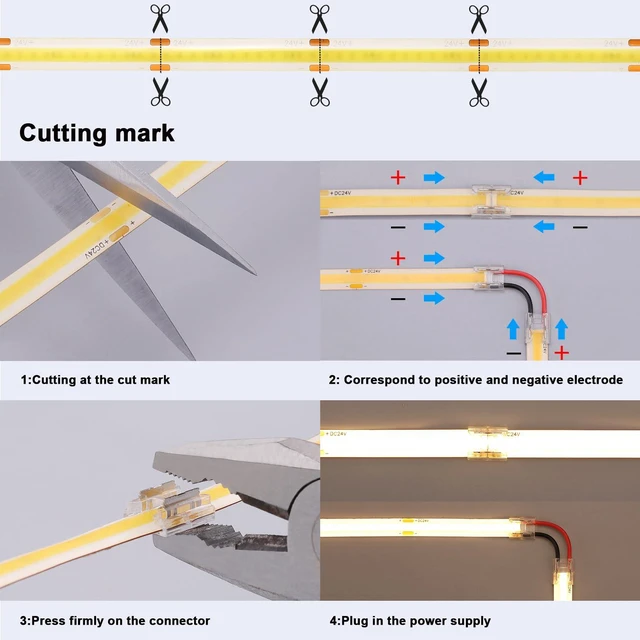 Alt view image 7 of 7 - 24V Outdoor COB LED Strip Lights Waterproof 65.6ft with Power Supply 6000K Cool White LED Tape Light Cuttable Adhesive CRI 93 160W for Bedroom Garden Living Room Ceiling, 2 Rolls of 32.8ft