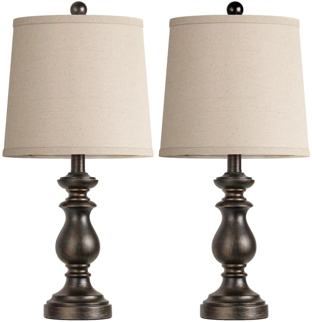 Alt view image 2 of 7 - Traditional Table Lamp Set of 2, Rustic Farmhouse Table Lamps for Living Room Bedroom, 22" Bedside Desk Lamps Vintage Nightstand Lamps with Linen Shades, Oil Rubbed Bronze