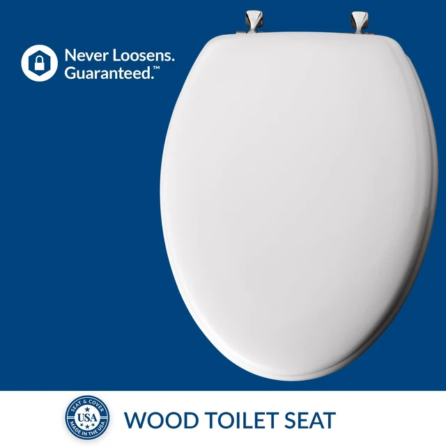 Alt view image 3 of 7 - 1844CP 000 Toilet Seat with Chrome Hinges will Never Come Loose, ELONGATE, White