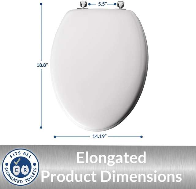 Alt view image 5 of 7 - 1844CP 000 Toilet Seat with Chrome Hinges will Never Come Loose, ELONGATE, White
